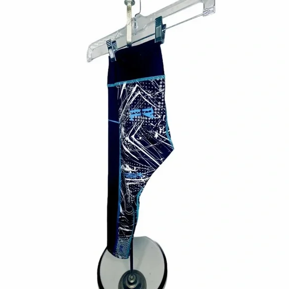 Fiber Colombiana Leggings Compression Slimming One Size Black and Blue EUC - Picture 11 of 14